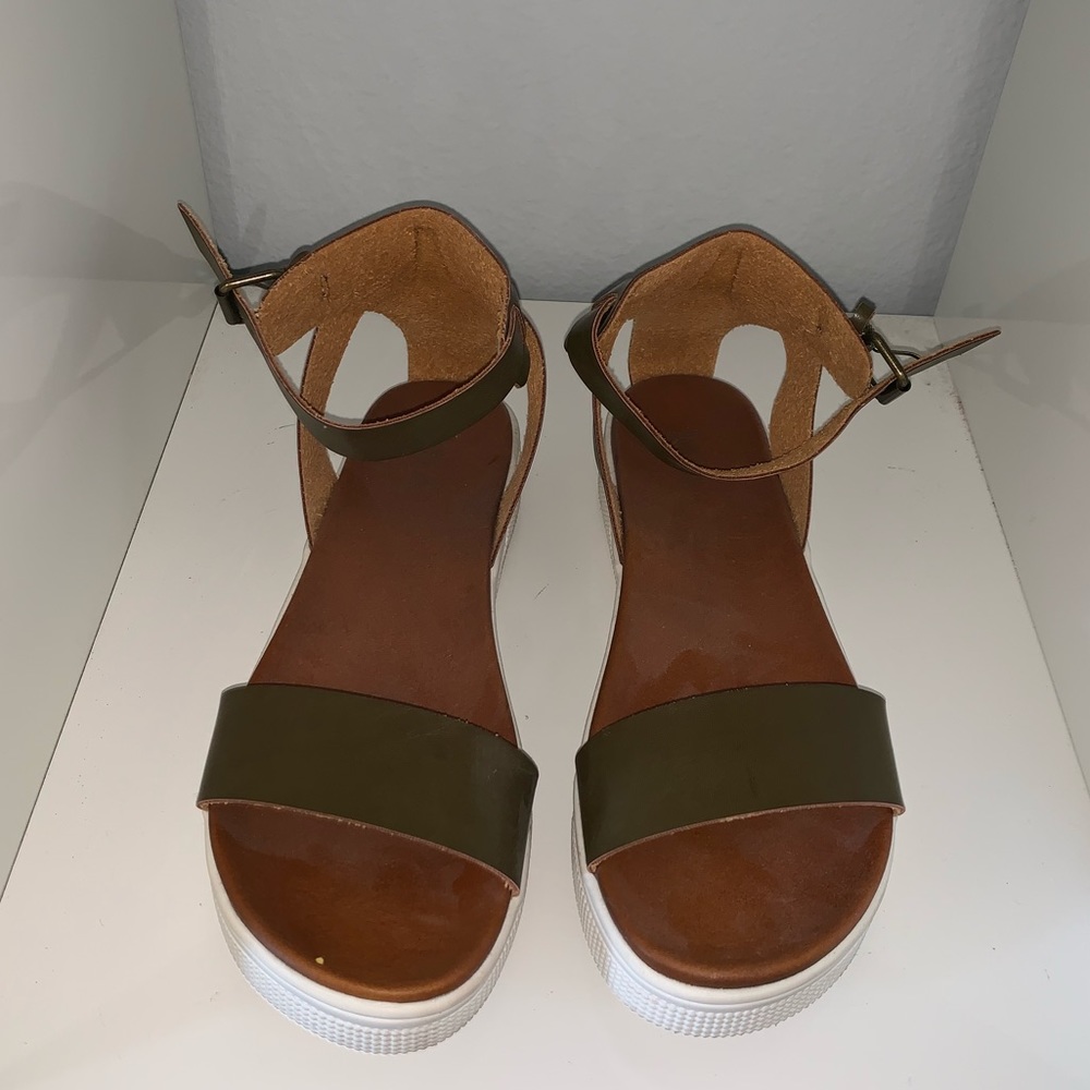 Olive green platform sandal